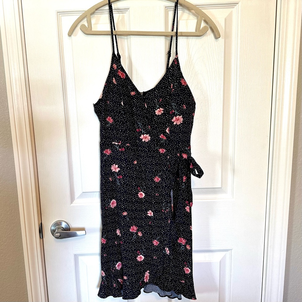 Xhilaration Navy and Pink Floral Sun Dress - M